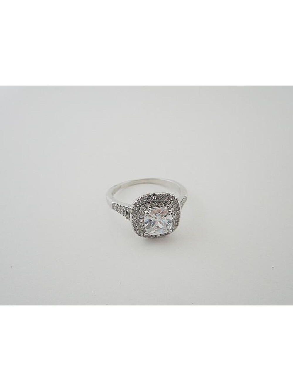 Charter Club Silver tone 3 Tier Halo Style Ring, Size 9.5